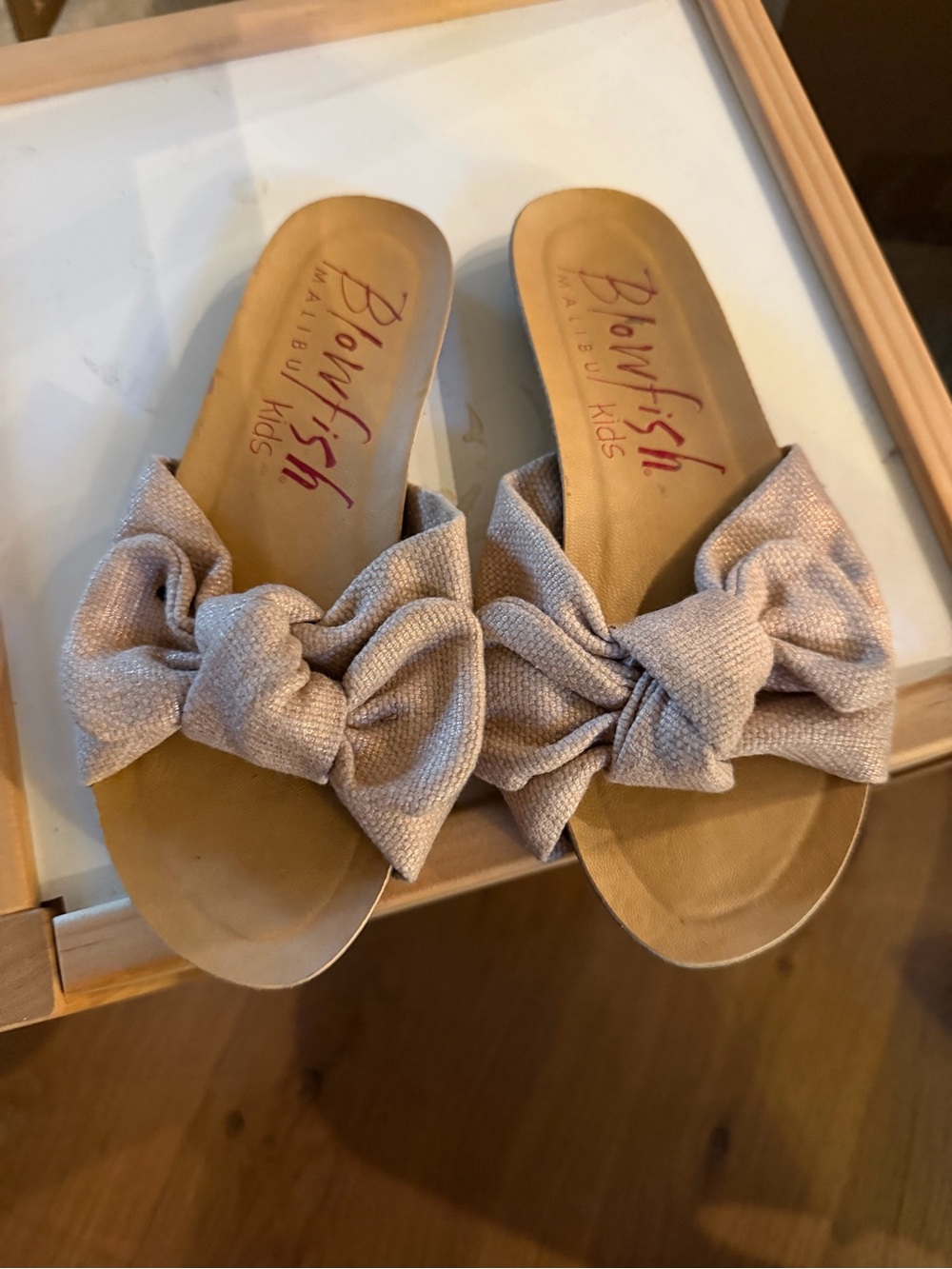 Blowfish Beige Bow Slide Sandals for Women